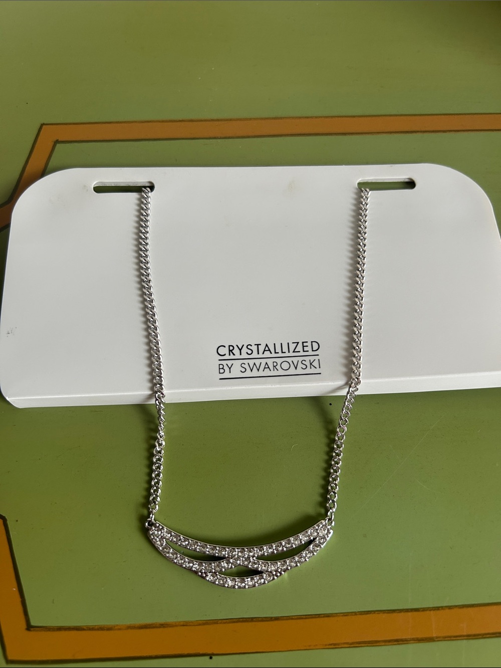 Swarovski Silver Crystal Pavé Triple-Wave Necklace